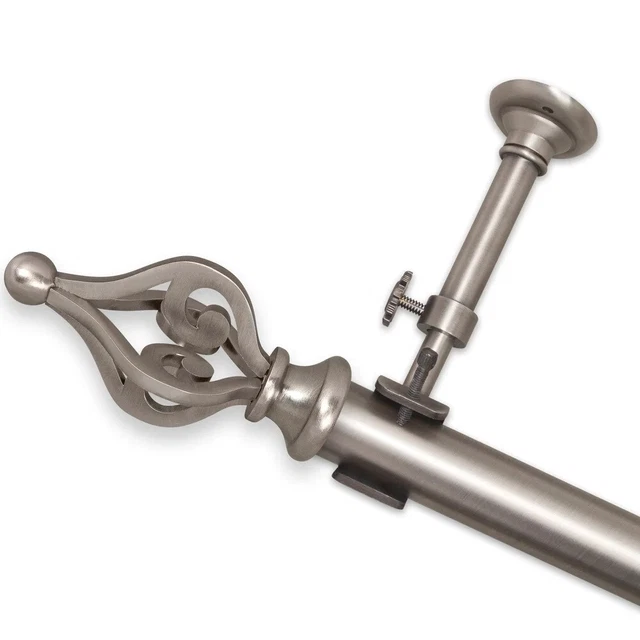 Pinnacle Optima Crown Curtain Rod Collection  16" up to 240" - Brushed Pewter