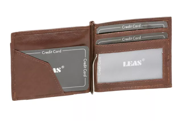 Dollar Clip Money Clip mit Kleingeldfach LEAS Echt-Leder, Scheinklammer braun