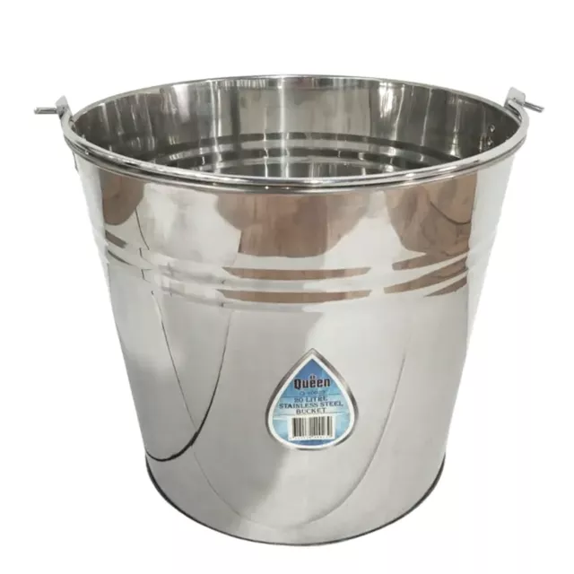 2x Stainless Steel Bucket with Handle 20ltr Heavy Duty Quality 20L Marine Pail 3