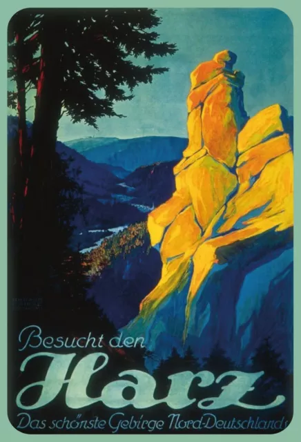 Blechschild historisches Plakat HARZ Gebirge Deutschland Germany Städtereise Ur