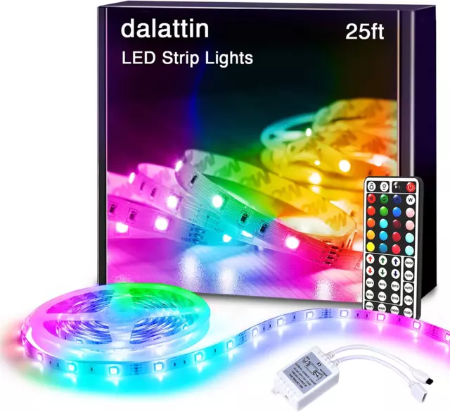 Led Lights for Bedroom 25Ft RGB 5050 Led Strip Lights Color Changing Kit with 44