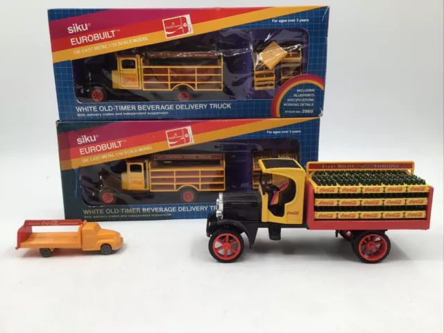 Siku Eurobuilt Coca-Cola White Old-Timer Delivery Truck, ERTL Coin Bank And Mini