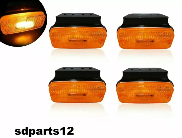 4x Feux de Gabarit Position Latéral 12-24V LED Orange Catadioptre Support E9 ECE