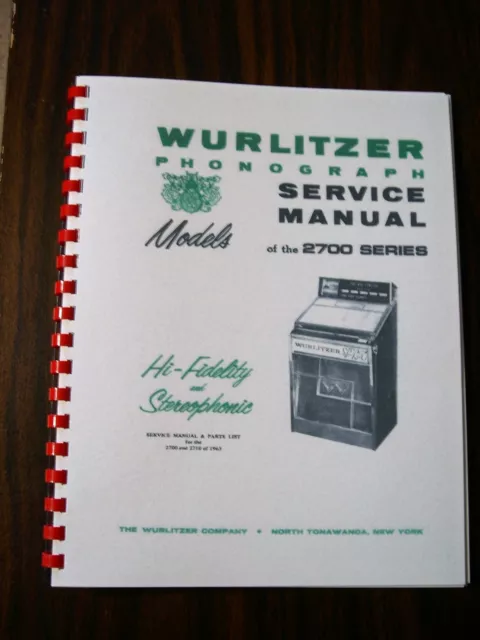 Wurlitzer 2700  Jukebox Service& Parts Manual