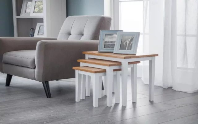 Julian Bowen Cleo Nest of Tables - Two Tone White/Oak Finish