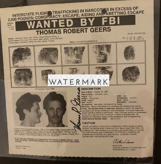 FBI WANTED POSTER Thomas Robert Geers-Selling Cocaine, Quaaludes, and ...