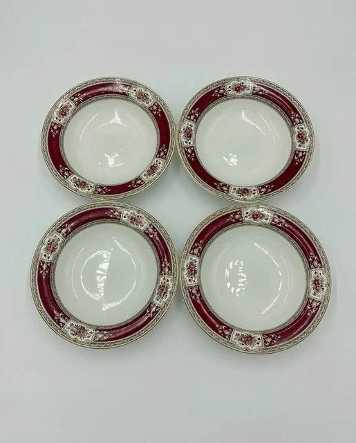 Royal Vitreous John Maddock & Sons 4 Burgundy Bowls Made In England