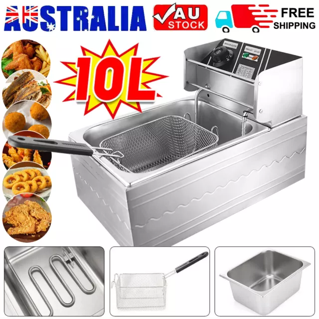 Commercial Electric Deep Fryer Stainless Steel Single Basket Kitchen Chip Cooker