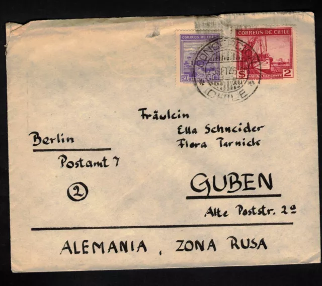 Chile Brief 1946 Concepcion nach Guben Alemania - MiF Correos de Chile