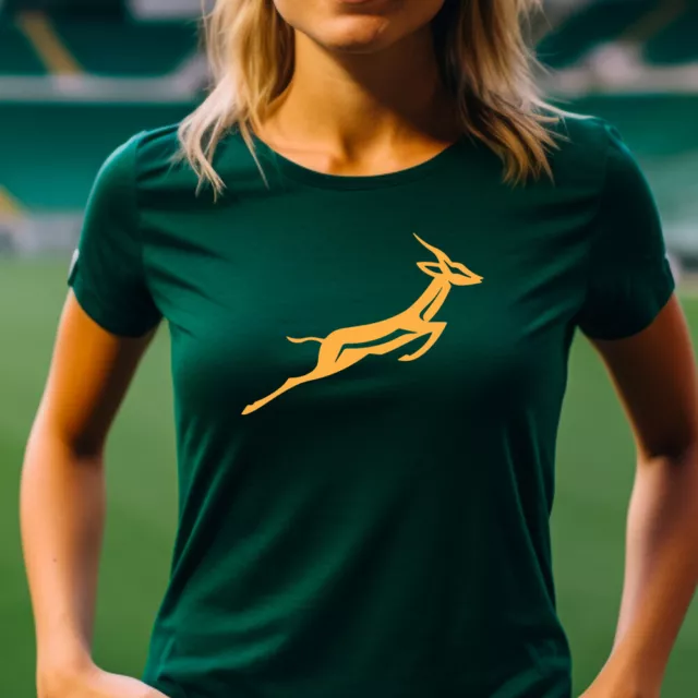 Ladies Springbok T-shirt South Africa African Rugby Cricket Birthday Gift Top