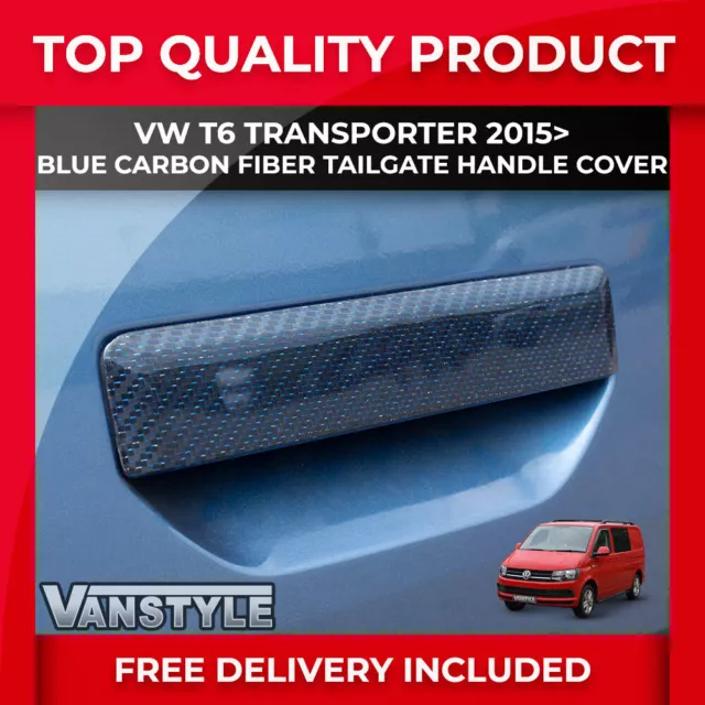 For Vw T6 Transporter Caravelle Tailgate Real Blue Carbon Fibre Rear Grab Handle