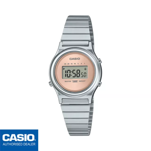 CASIO LA700WE-4AEF⎪LA700WE-4A⎪Original⎪Vintage MINI Round⎪Plateado⎪Mujer