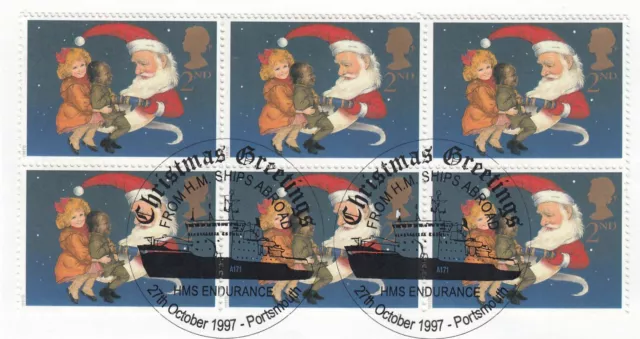 (65611) GB Used 2nd ex Christmas Booklet Pane 1997 ON PIECE