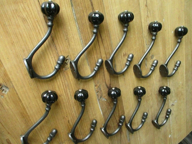 10 Coat Hooks Iron Vintage Antique Look Hat Hook Key Bath Restoration Hardware