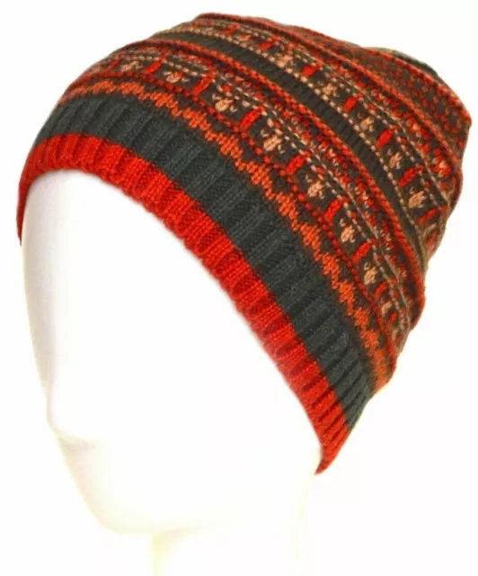 JOHN LEWIS Baby Boys Fair Isle BEANIE HAT Knitted Wool Multi Colour 12-18 Months