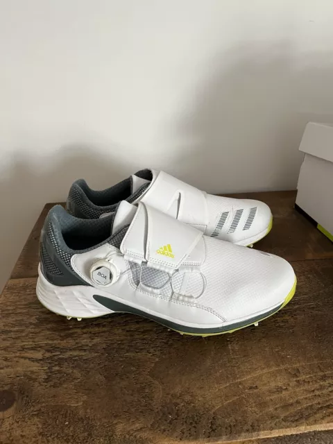 Adidas ZG21 BOA Golf Shoes White/acid yellow/size 9.5 uk free postage