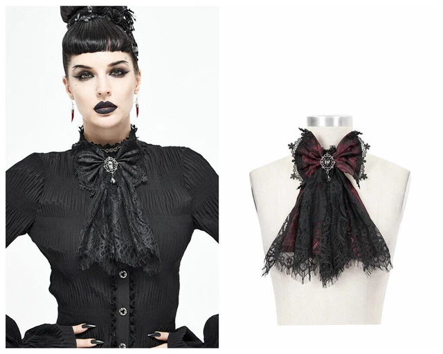 Devil Fashion Gothic Medieval Vintage Palace Style Gorgeous Women's Lace Bow Tie