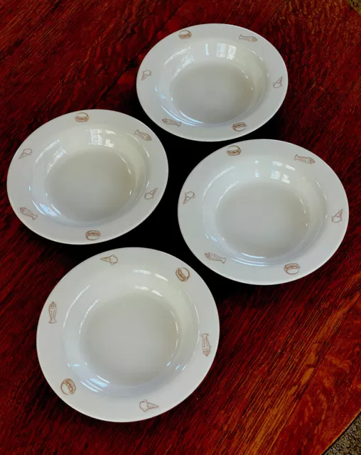 4-34B Syracuse China ICE CREAM CONE BURGER SHAKE Soup Bowls Resturant NWOT