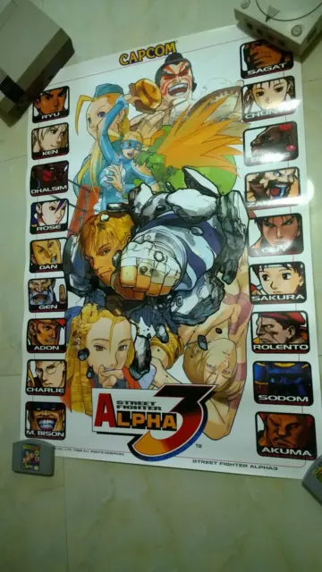 STREET FIGHTER ALPHA 3 ARCADE POSTER original jamma artwork CPS2 RYU CHUN LI KEN