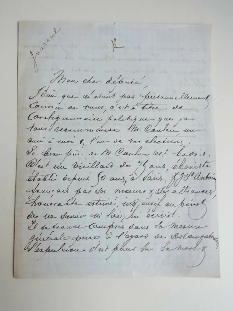 Lettre autographe PARIS 1870 de Édouard SIEBECKER (1829-1901), écrivain 2