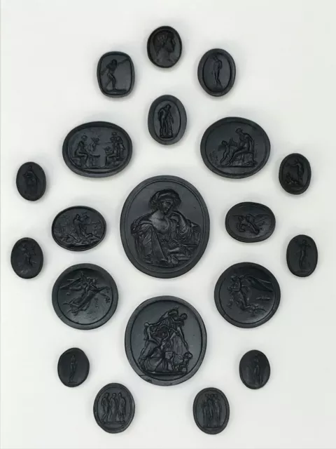 #11n 20 BLACK Grand Tour plaster intaglios REPLICA cameos