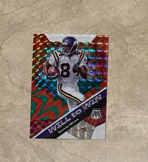 2020 Randy Moss Panini Mosaic Will to Win Reactive Green 82/89 Minnesota Vikings