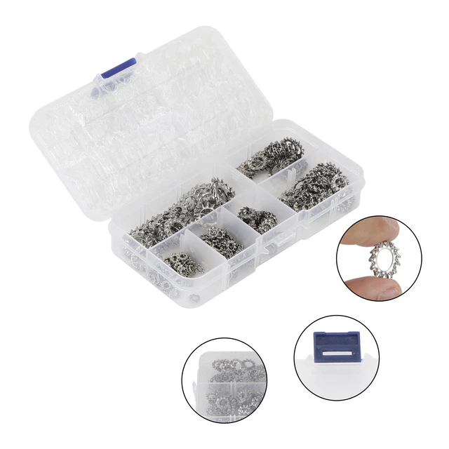 300Pcs Dent Verrouillage Rondelles Acier Inoxydable Externe Star Assortiment-Kit