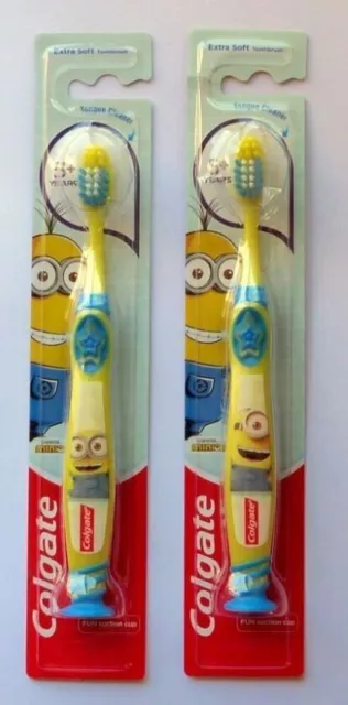 (4er-Pack) Colgate Kinderzahnbürste Extra Soft Minions 5+ Kids Saugnapf 2