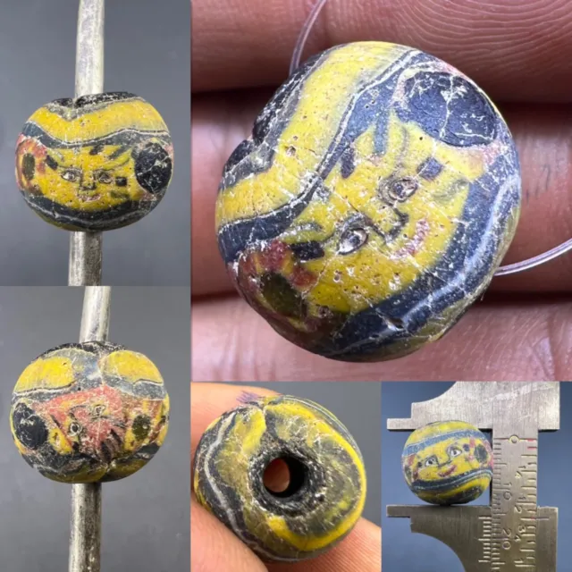 Islamic Ancient Old Mosaic Glass Different Faces Color Full Antiques Bead