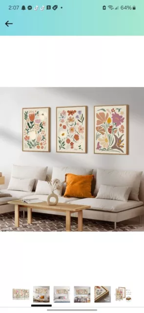 CHDITB Henri Matisse Framed Canvas Wall Art Prints, Pink Beige Flower Market...