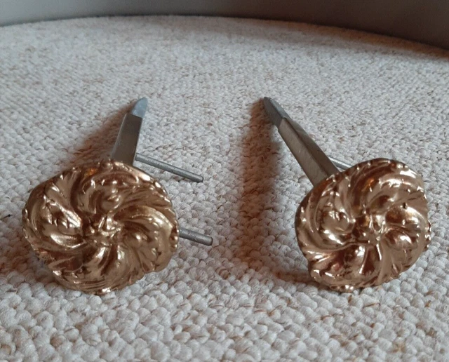 Pair of french antique brass tie back hook holdback hook