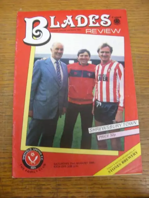 31/08/1985 Sheffield United v Shrewsbury Town  (Creased, Folded, Team Changes)