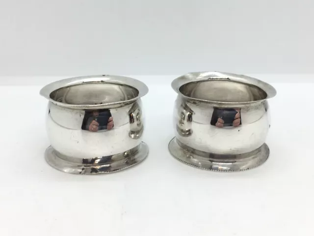 Pair Of vintage Solid Sterling Silver Napkin Rings / Serviette Holders