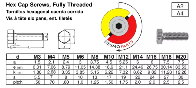 Stainless Steel Hex Head Screws/Bolts Fully Threaded Metric DIN 933 M3 M4 M5 M6