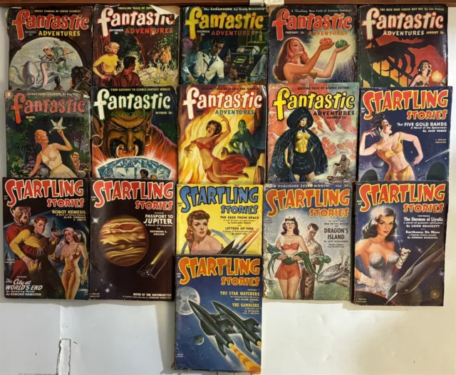 Golden Age Pulp Magazine Lot (16) Fantastic Adventures Startling Stories SciFi