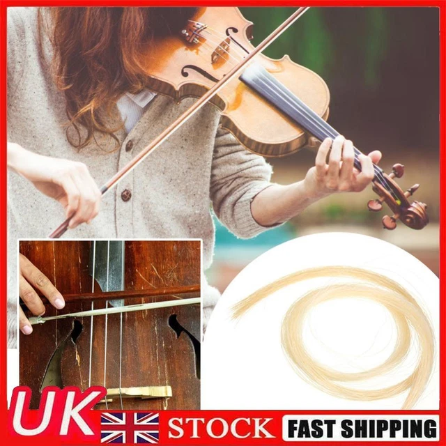 2 Hank Universal Yellow+White Stallion Horse Hair for Violin Bow Instrument Part