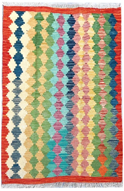 Large Afghan Kilim Rug Carpet Hand Woven Wool Kelim 152X107 cm 5 x3.5 Ft
