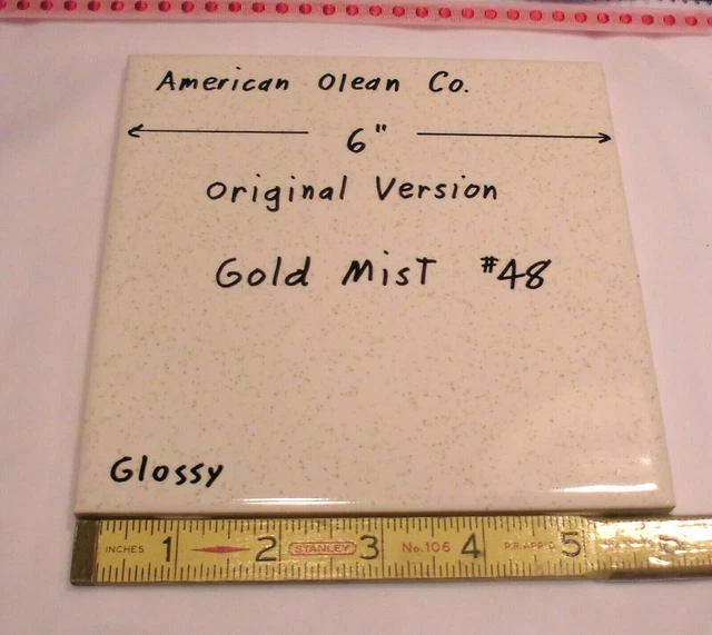 1 pc. Vintage *Gold Mist* Glossy Ceramic Tile #48 by American Olean 6"  NOS