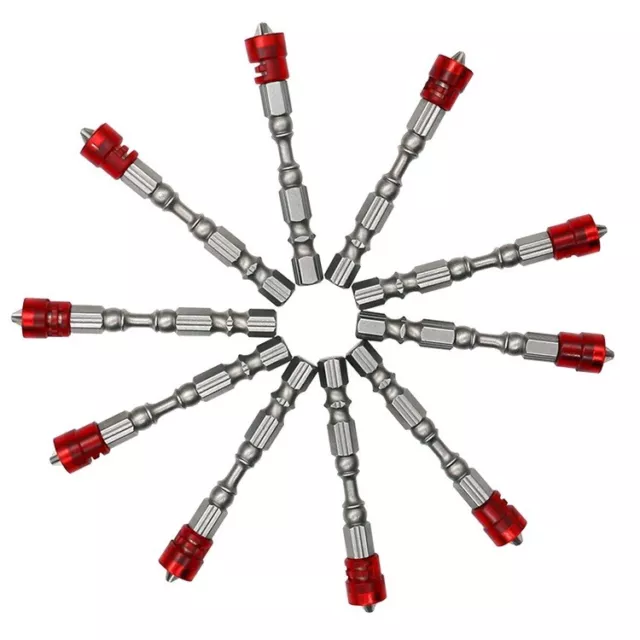 5pcs 1/4" Hex Shank Red Magnetic Screwdriver Bits Plasterboard Drywall 65mm 3