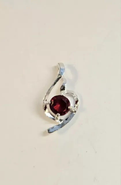 Ruby CZ Musical Note Pendant 925 Sterling Silver Rhodium Plating Excellent...