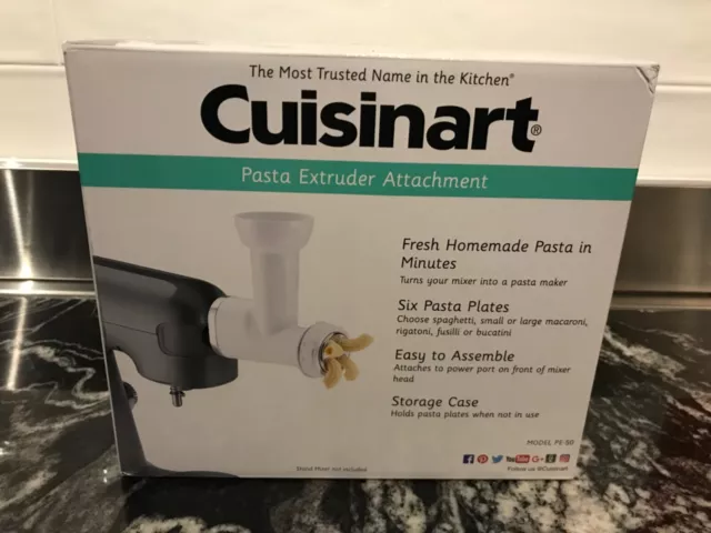 Cuisinart Pasta Maker Extruder Attachment PE-50 SEALED NEW IN FACTORY RETAIL BOX Cuisinart Pasta Maker Extruder Attachment PE-50 SEALED NEW IN FACTORY RETAIL BOX