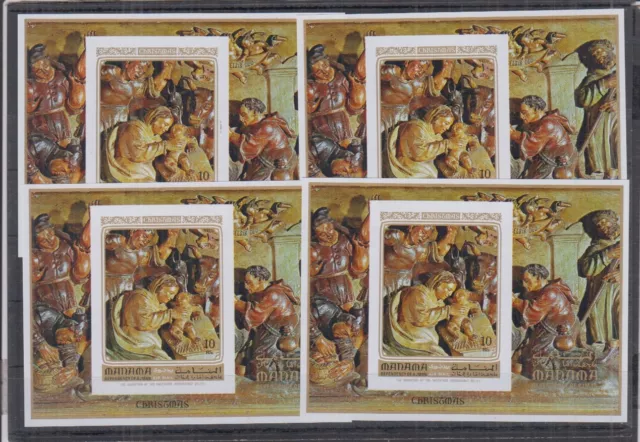 G615. 5x Manama - MNH - Art - Paintings - Christmas