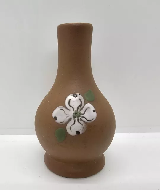 Vintage Pigeon Forge Pottery Mini Dogwood Flower Bud Vase Brown TN