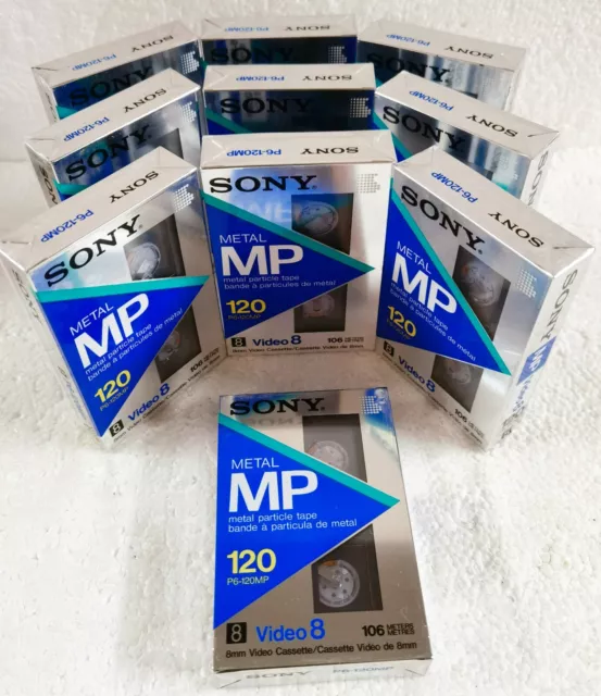 10 cintas de casete de video Sony 8 mm metal MP 120 video 8 - hechas en Japón