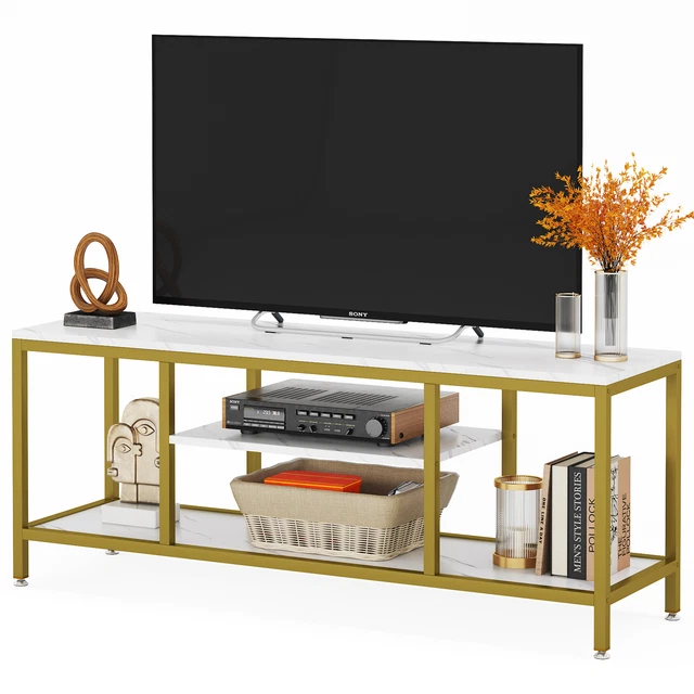 3-Tier TV Stand Console Table with Shelves Faux Marble Veneer 59"Lx15.7"Wx23.6"H 3-Tier TV Stand Console Table with Shelves Faux Marble Veneer 59"Lx15.7"Wx23.6"H