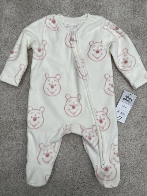New Disney at George Winnie The Pooh Cream Fleece Sleepsuit Newborn 9lb 4.1kg