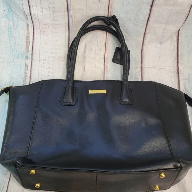 Joy & Iman Purse Handbag Satchel Black Genuine Leather Watch / Mini Flashlight