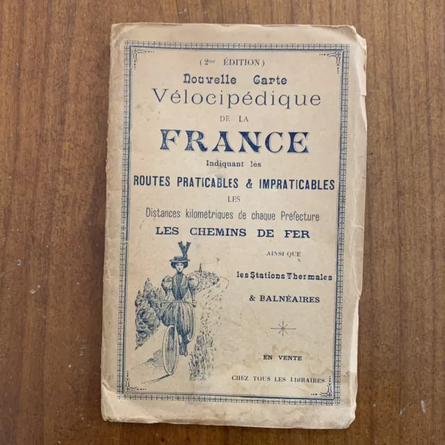 New Cycling Map of France / Nouvelle Carte Velocipedique de la France / ~1900