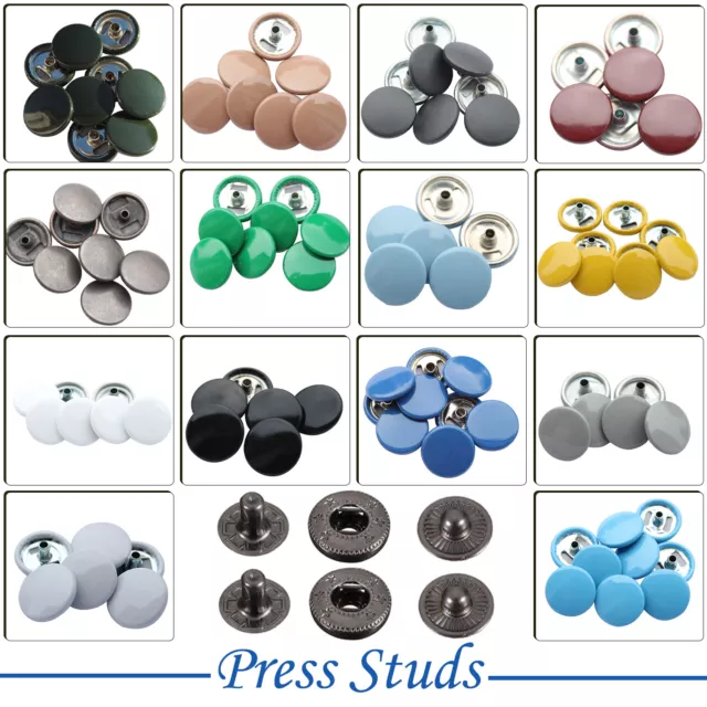 15mm Colore Cappello Bottoni Automatici Gunmetal S Molla Fai da Te Borse Cinghie