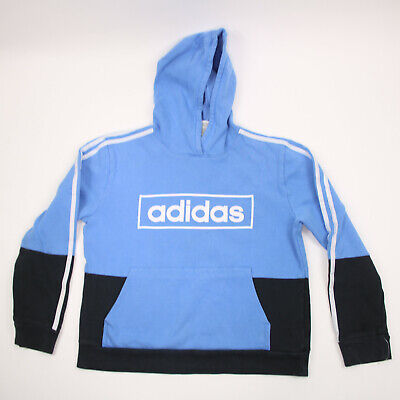 Adidas Hoodie Youth Large 14/16 Blue & Black Long Sleeve Hooded Active Girl's
